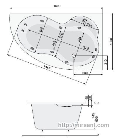 Акриловая ванна Pool Spa Mistral 170*105 L