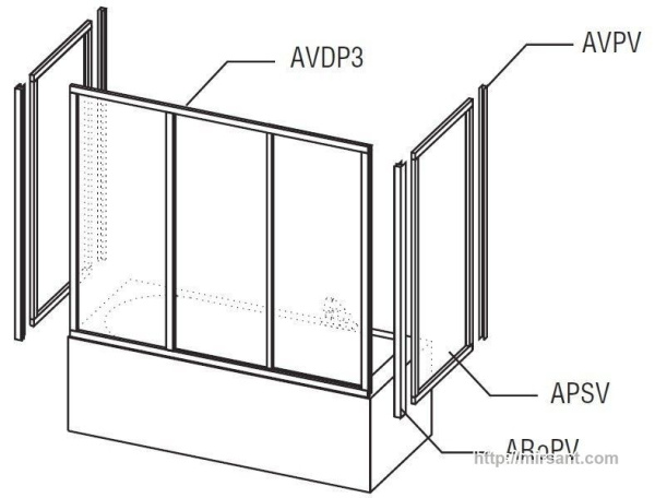 Стенка для душевых штор Ravak AVSP 80 белый/transparent