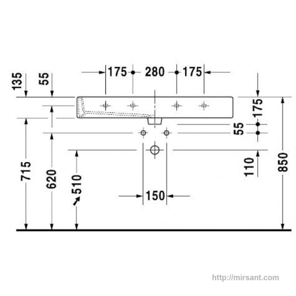 Раковина Duravit Vero  0454100000 100 см