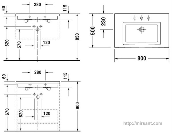 Раковина Duravit 2nd floor 0491800000 80 см.