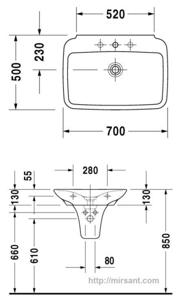 Раковина Duravit PuraVida 2700700000  70 см.
