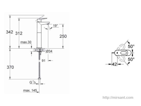 Смеситель для раковины Grohe Bau Loop 32856000 хром. || 