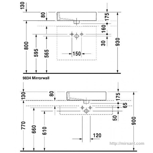 Раковина Duravit Vero 0452600000 59.5 см.